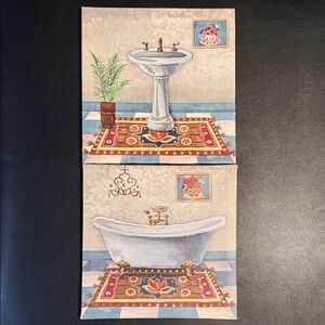 Vintage Style Bathroom Wall Art Set – 2 Pieces